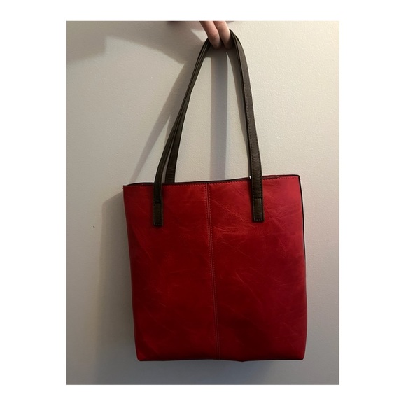 Red leather shoulder bag - Picture 2 of 7